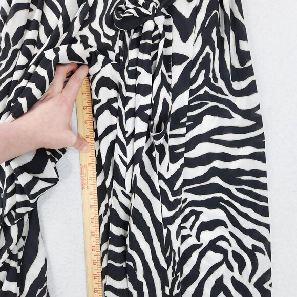 WHBM Jumpsuit Womens 8 Black White Zebra Print Wide Leg Belted Sleeveless Casual - Picture 7 of 14